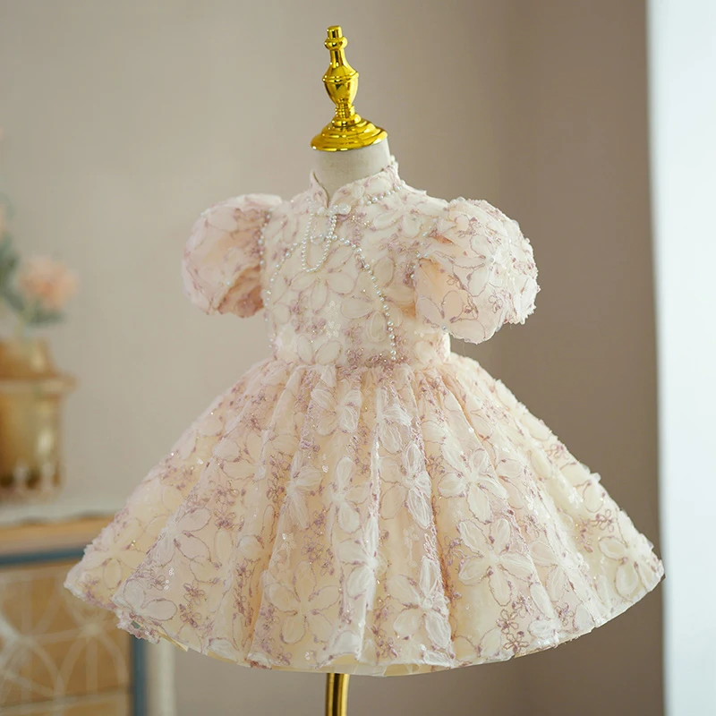 Toddler Girls Elegant Dress Children Eid Holidays Luxury Birthday Party Pageant Princess Ball Gown Formal Kids Evening Dresses