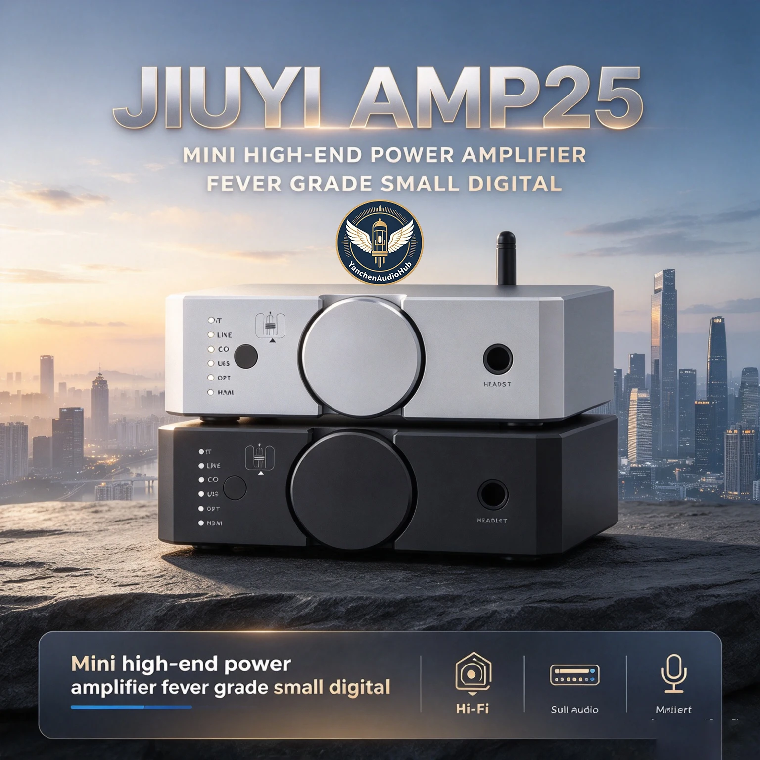 CHN 2027 JIUYI-AMP25 Compact Digital Audio Amplifier, Bluetooth Enabled, High Output Desktop Sound Unit