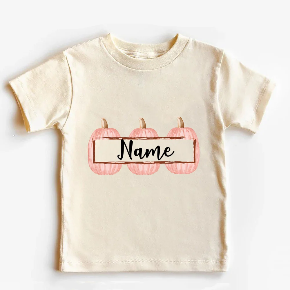 Halloween Pumpkin Shirt Personalized Name T-Shirt Pumpkin PatchCustom Name Thanksgiving Toddler Tshirt Fall Clothes