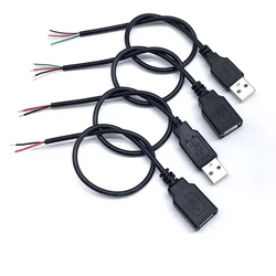 1/5/10pcs 30cm Power Supply Cable 2 Pin USB 2.0 A Female Male 4 Pin Wire Jack Charger Charging Cord Extension Connector DIY 5V