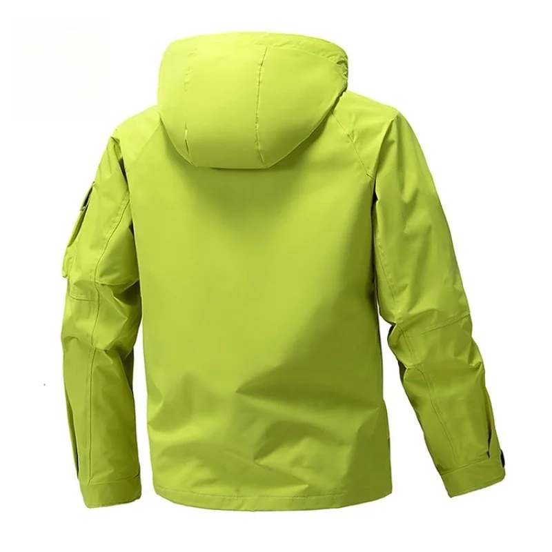 Leichte Herren-Kapuzenjacken Herbst Casual Streetwear Mode Multi-Taschen Arbeitsjacken Outdoor Wasserdichte Windjacke – Detail 12
