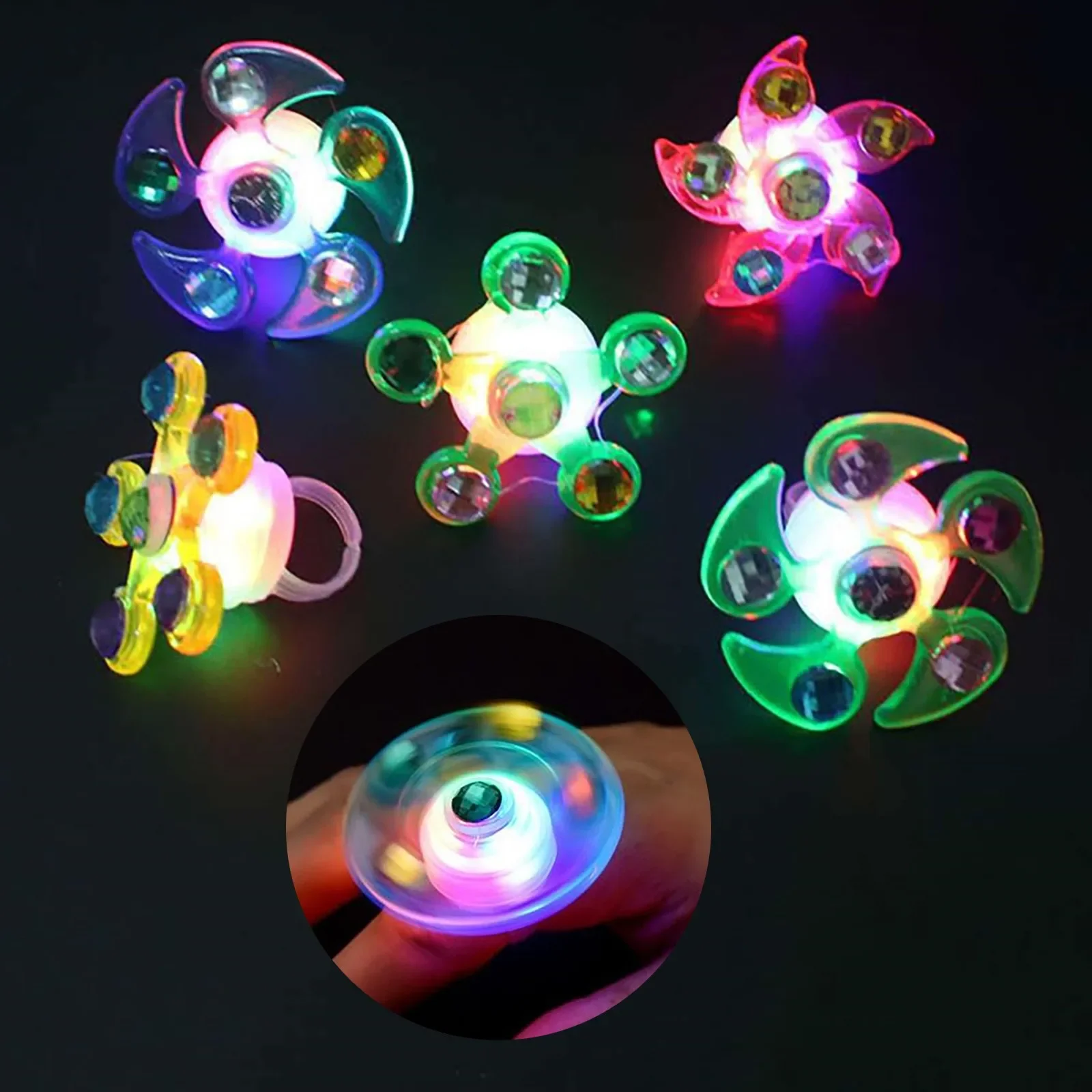 HOT SALE LED Glowing Hand Ring Glow In The Dark Party Supplies Kids Luminous Toys Carnival Party Glow Rings Can Be Rotated