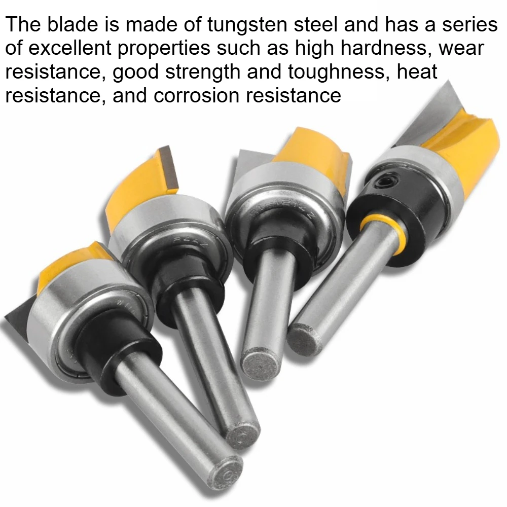 1/4Inch Shank Flush Trim Router Bit with Bearing Carbide Tipped Template Pattern Woodworking Milling Cutter Trimming Groove Wood view 5