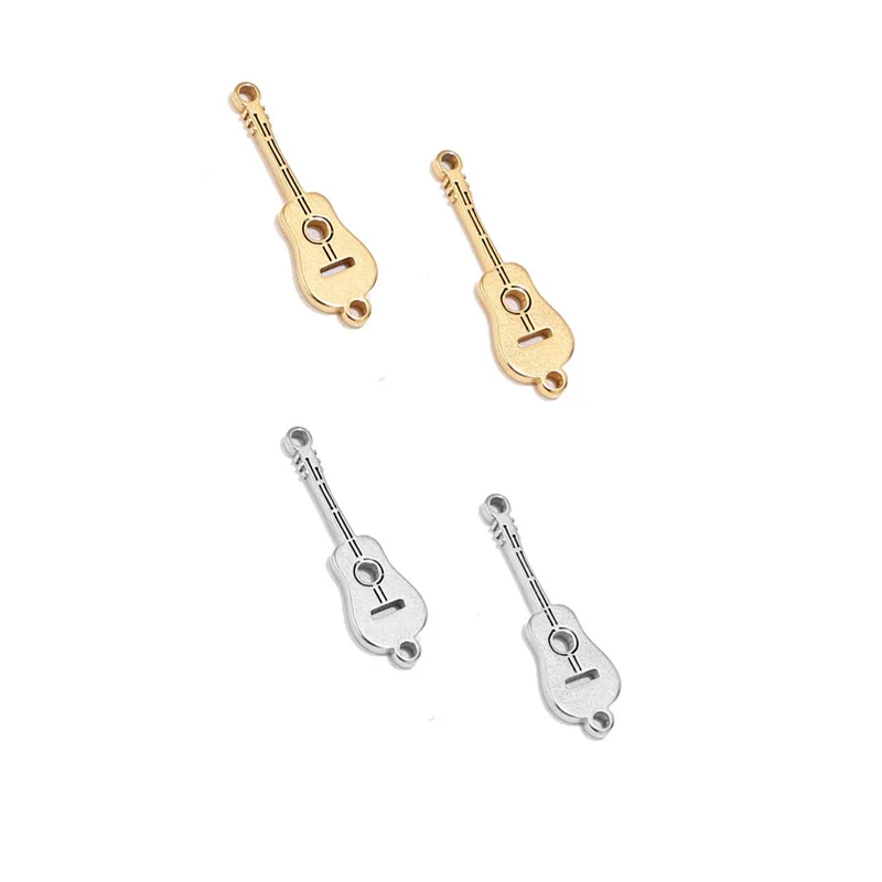 20pcs Stainless Steel 22mm Gold Music Note Guitar Charm Connectors Pendant Links for Jewelry Making Supplies