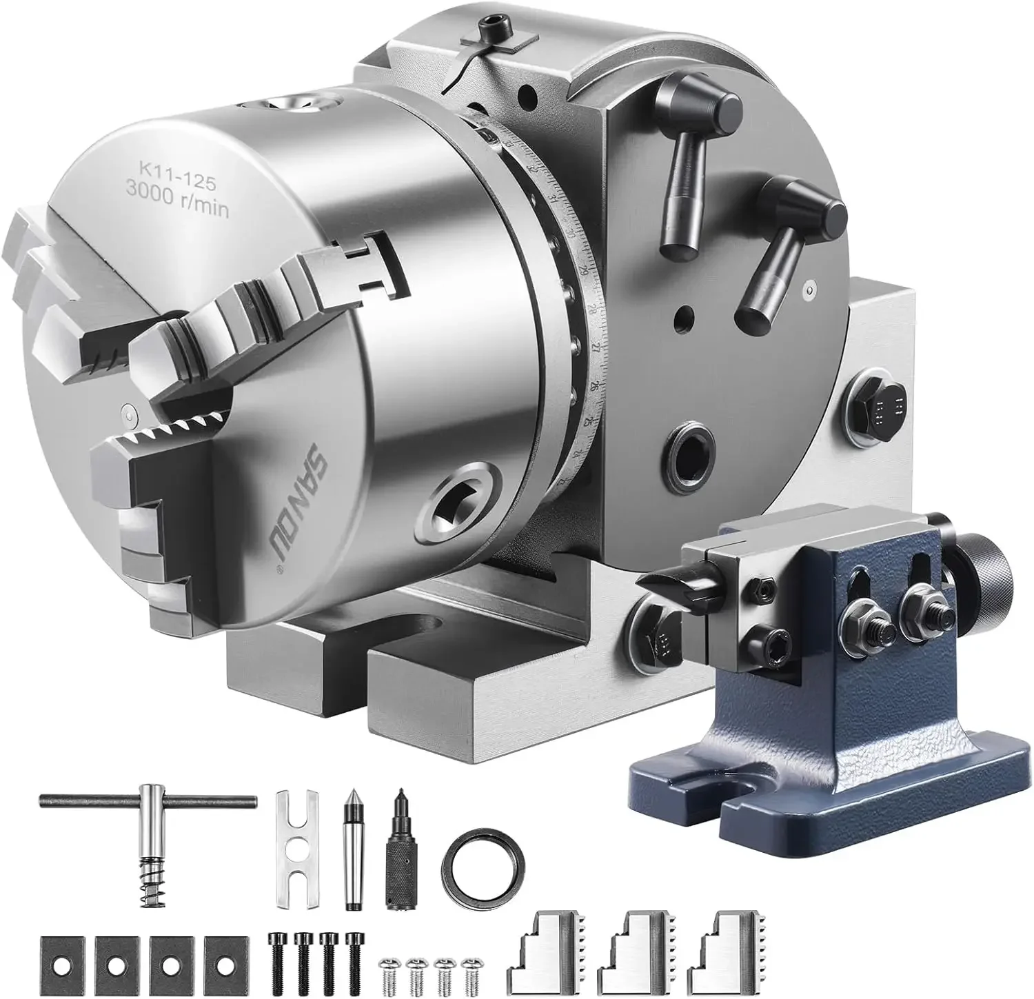 

5Inch 3 Jaw Chuck Dividing Head Set Precision Semi Universal Dividing Head