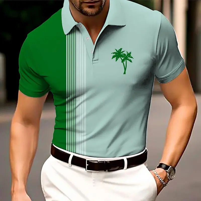 Fashion Men's Striped Trend Polo T-Shirts Summer Short Sleeve Breathable 3d Print Street POLO Tee 6XL Big Size Beach Casual Tops image 3