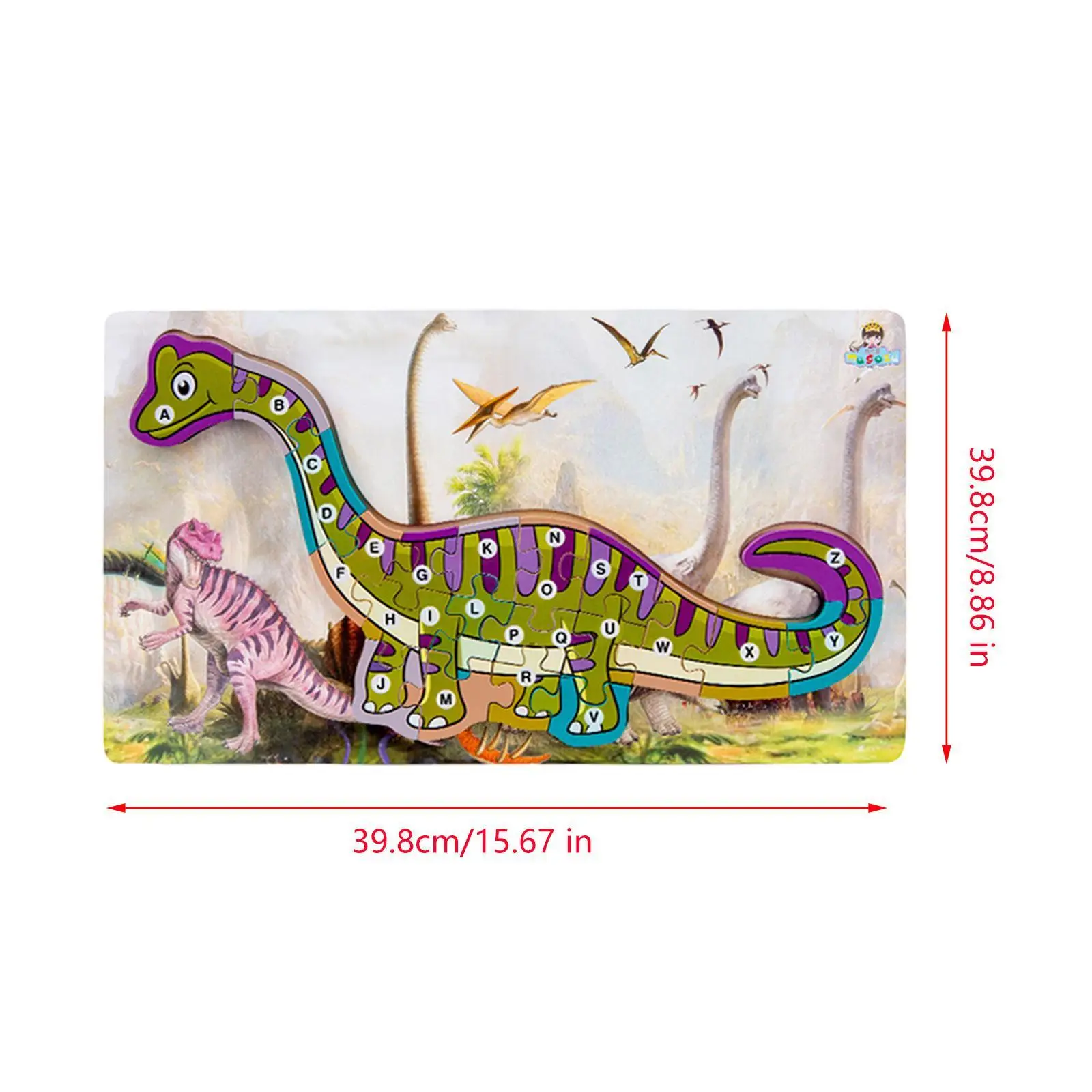 Dinosaur Wooden Puzzle Children's Educational Toy Travel Toy Cartoon Jigsaw Puzzle Puzzle Tyrannosaurus for Girls Boys Kids