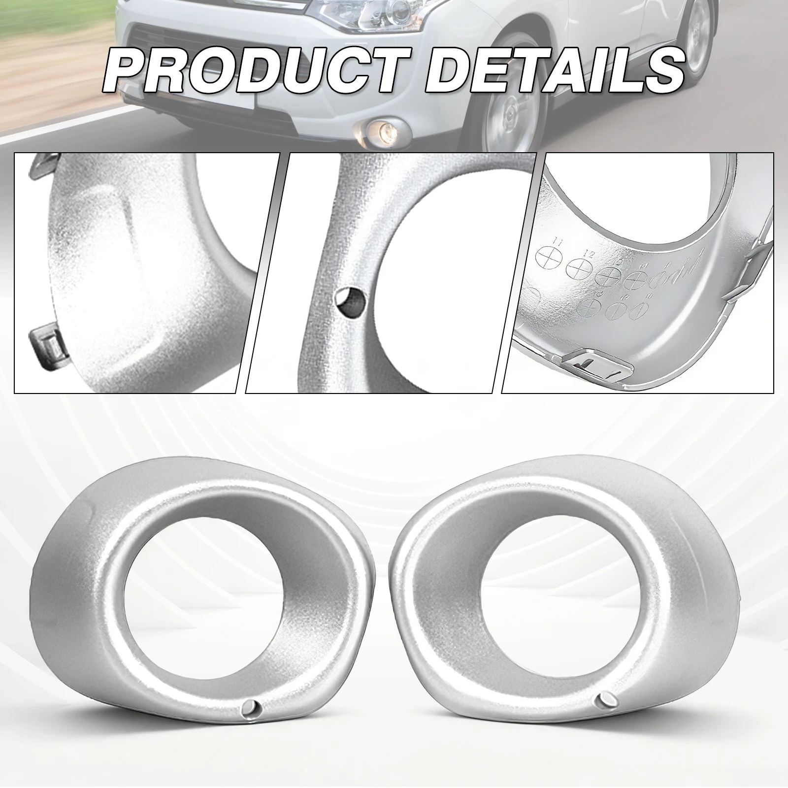 2 Stück Front stoßstange Nebels chein werfer Lampe Abdeckung Rahmen Lünette links und rechts für Mitsubishi Outlander d571 d572 – Detail 6