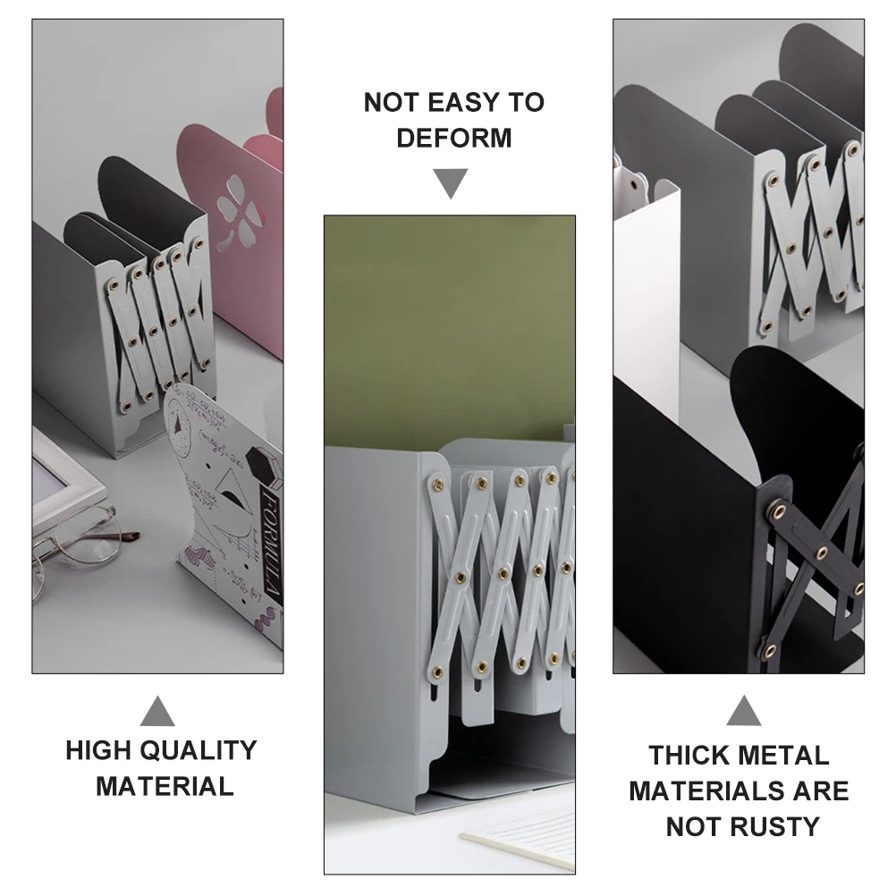 

Metal Desk Organizer Sturdy Foldable Rack for Books Magazines Storage Display Home Office Library Use