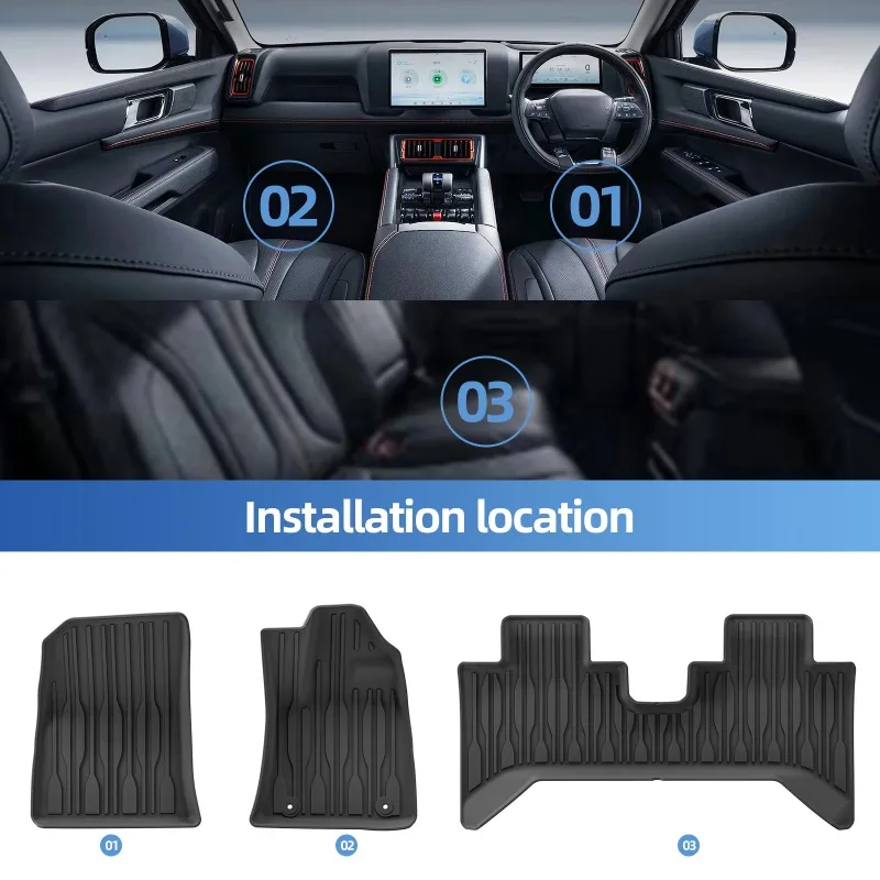 Fußmatten für BYD Shark 6 2024 2025 Rechtslenker, Kofferraummatte, TPE 3D Fußmatte, Zubehör, SCHWARZ – Detail 2