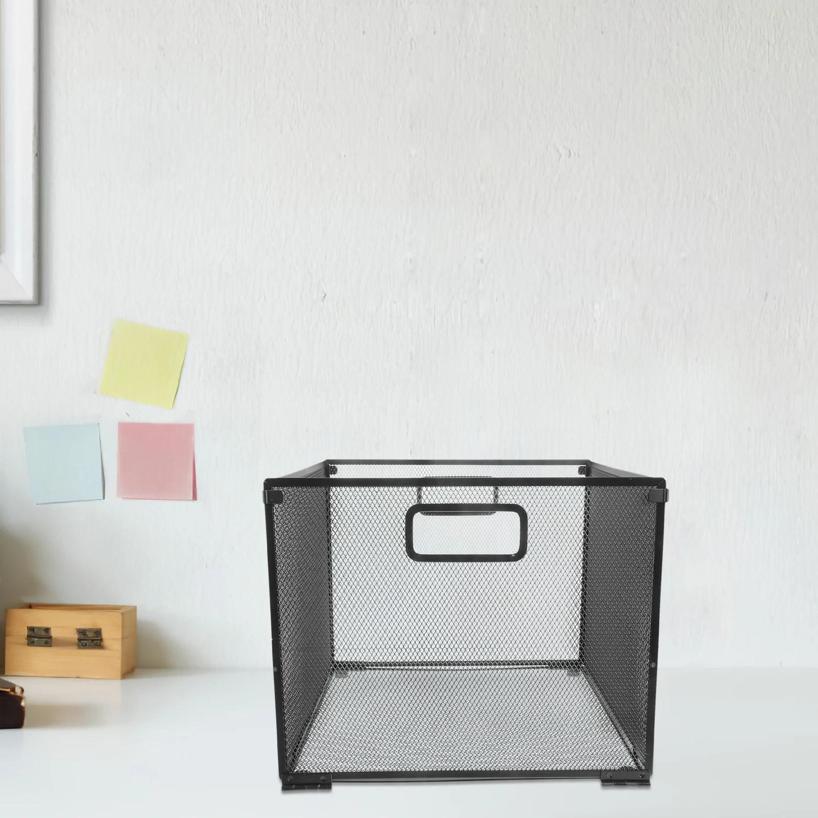 

Work Desk File Frame Storage Basket Iron Mesh Organizer Document Rack Black Office Desktop Book Shelf Catalog for Mail