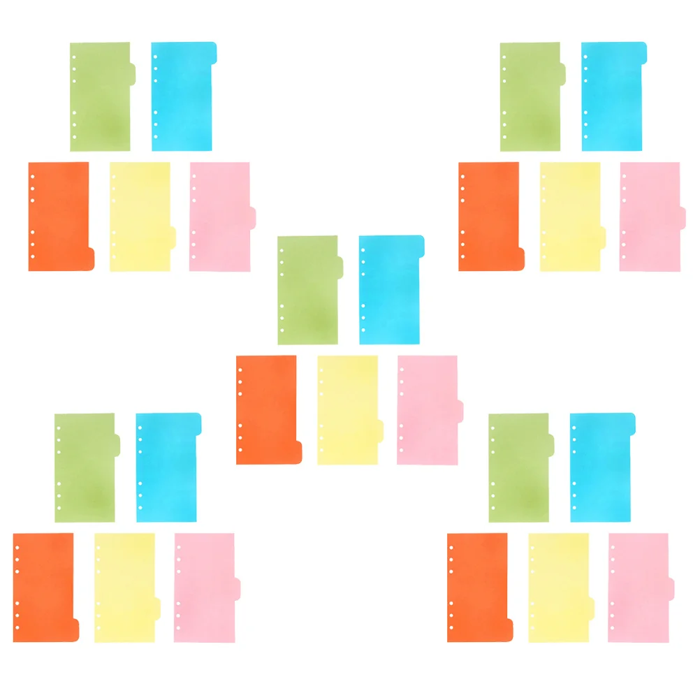 Recharges de papier coloré A6, 25 pièces, 5 ensembles de feuilles de séparation pour classeurs à 6 anneaux, doublés, résistants à l'usure, accessoires pour carnet de notes, école et bureau