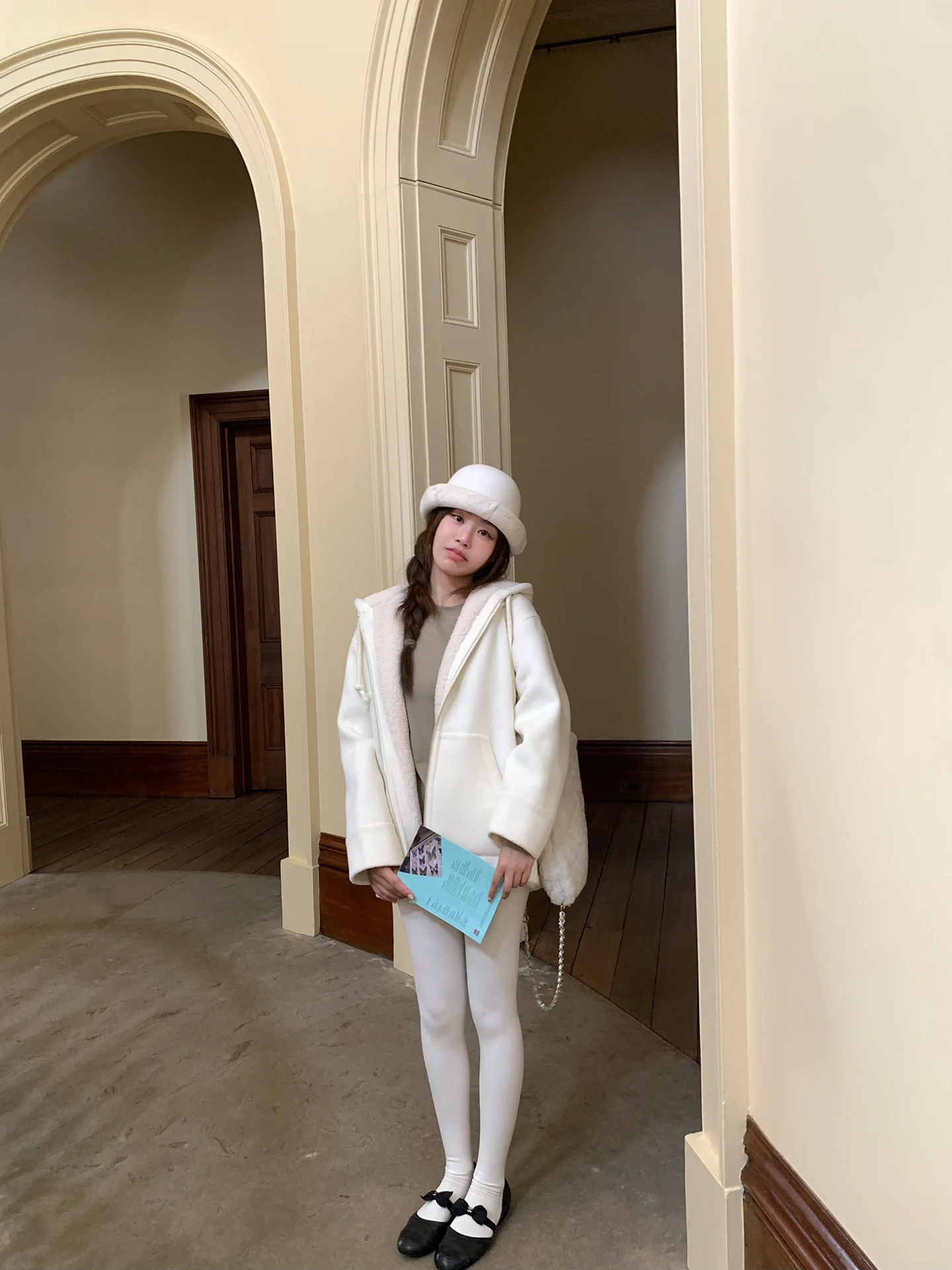 

Warm Double-sided Woolen Hat Coat for Women Commute Sle Loose Fit Long Sve Zipper Closure Winter Versatile Coat