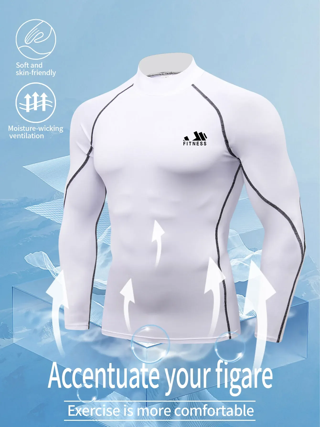 بدلات اللياقة البدنية للخريف والشتاء برقبة عالية، للرجال بأكمام طويلة، رياضات غير رسمية، الجري، تدريب كرة السلة