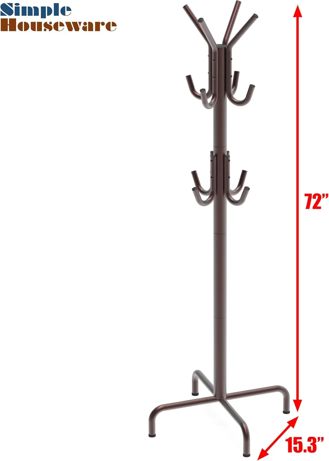 Coat Rack FreestandingTree with Umbrella Holder Metal Coat Rack Stand with 12 Hooks Modern Standing Coat Hanger Stand Hal