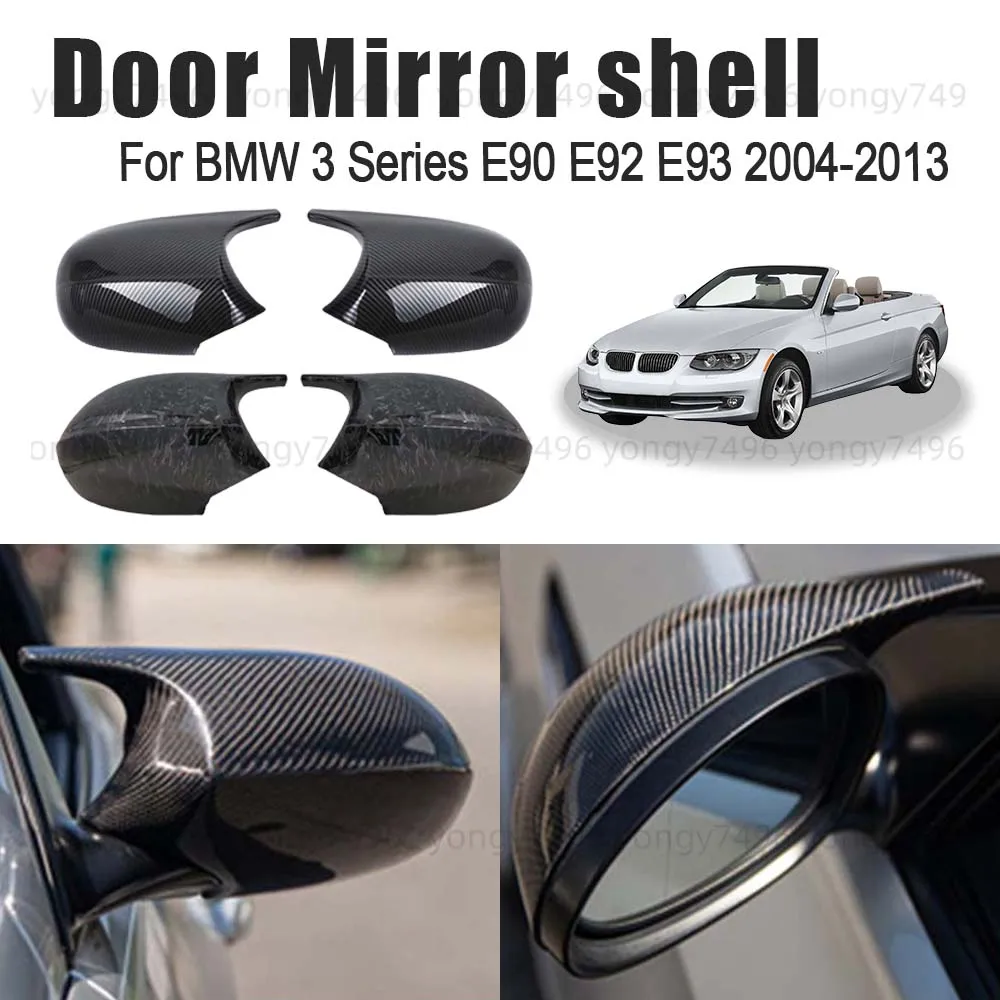 

Защитная крышка дверного зеркала для BMW 3 серии E90 E92 E93 2004-2013, глянцевая черная ковка из углеродного волокна, аксессуары