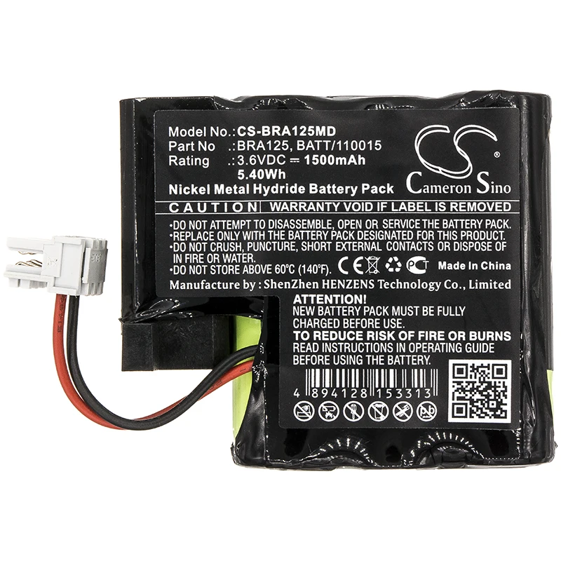 Medical Battery For Braun 120015  BATT/110015  BRA125  SE-306122 Perfusor compact Ni-MH 3.60V 1500mAh / 5.40Wh Black