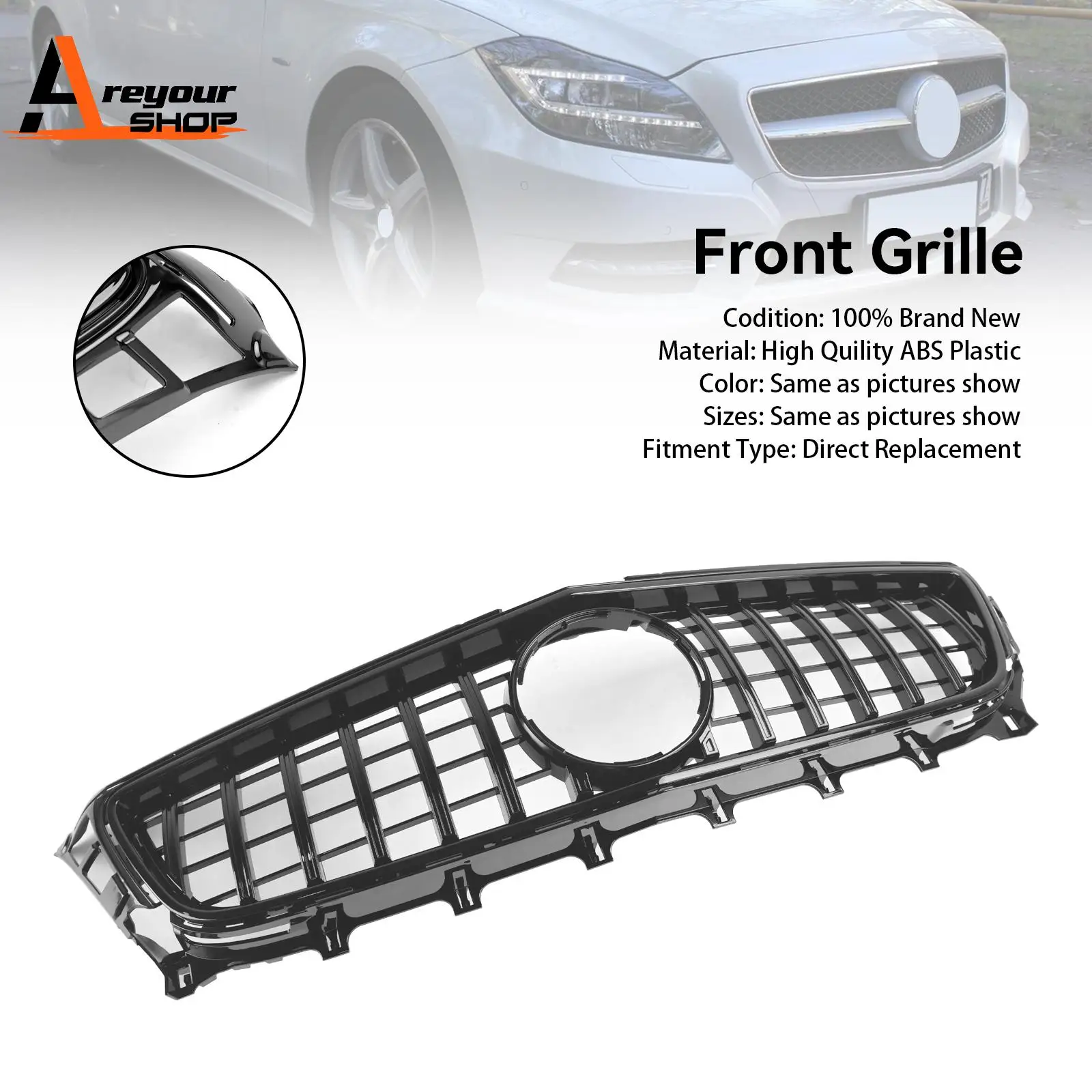 Front Grill Grille Fit for Mercedes-Benz W218 CLS ClS350/500/550 2011-2014 GT