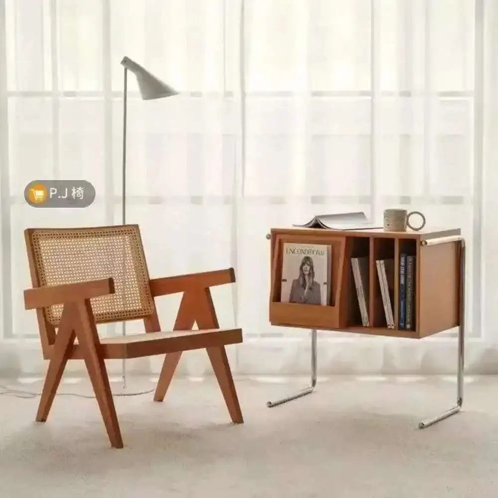Nordic Solid Wood Bookcase Living Room Sofa Side Cabinet Locker Simple Magazine Cabinet Home Retro Storage Cabinet image 5