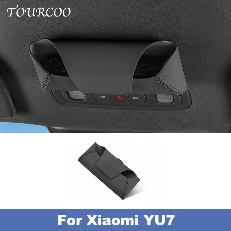 

For Xiaomi YU7 2025 2026 Nappa Leather Car Glasses Case Storage Box Sunglasses Holder Car Accessories