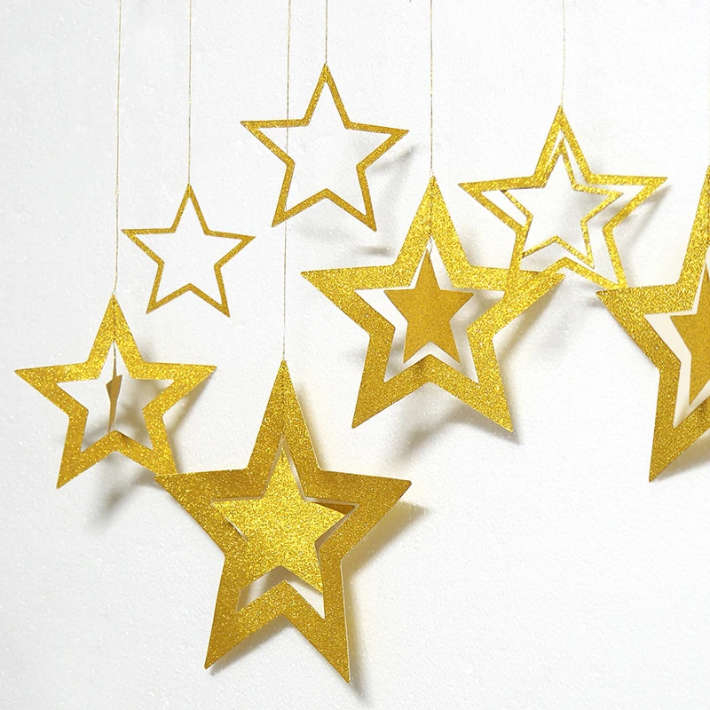 Gold Graduation Twinkle Star Papiergirlanden Geburtstagsparty Dekorationen Galaxy Planet Star Banner Hang Star Babyparty Luftschlangen – Detail 12