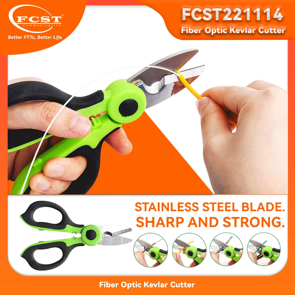 FCST Fiber Optic  Cutter Scissors For Cutting The Optic Fiber Outer Jacket Wire And FTTH Network Maintenance Stainless Steel