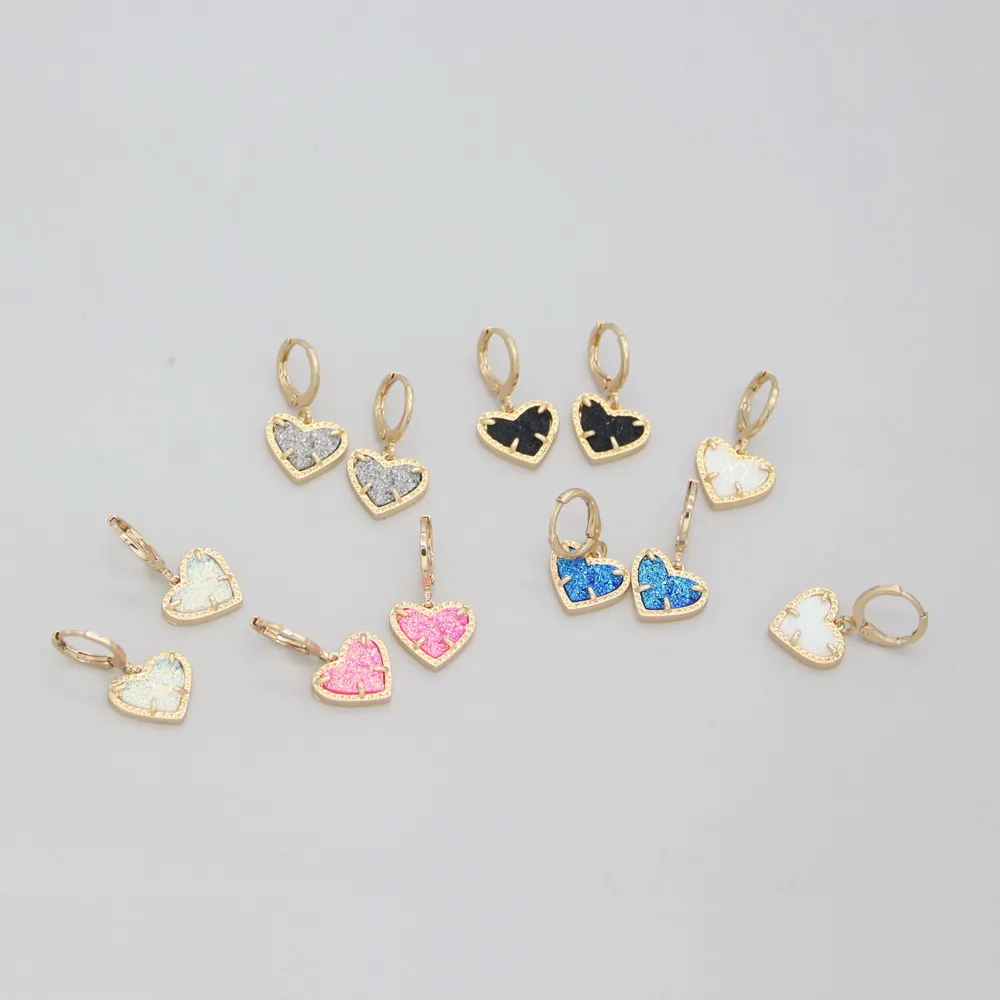 High Quality Small White Glitter Heart Hoop Earrings for Women