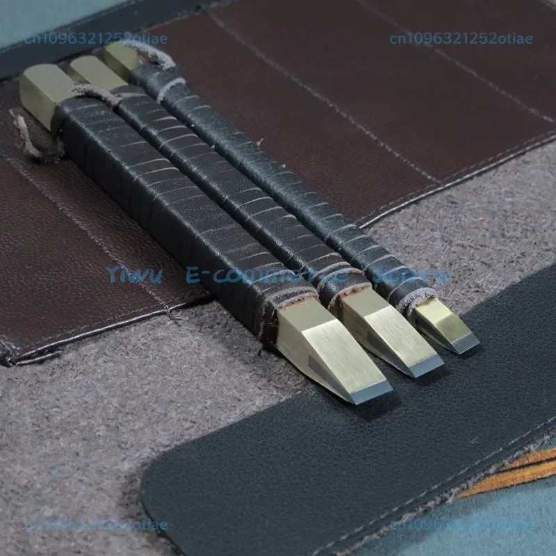 

Pure Copper Rod Four Corner Tungsten Steel Seal Carving Knife Hard Alloy Woodworking Stone Carving Knife Engraving Hand Tool set