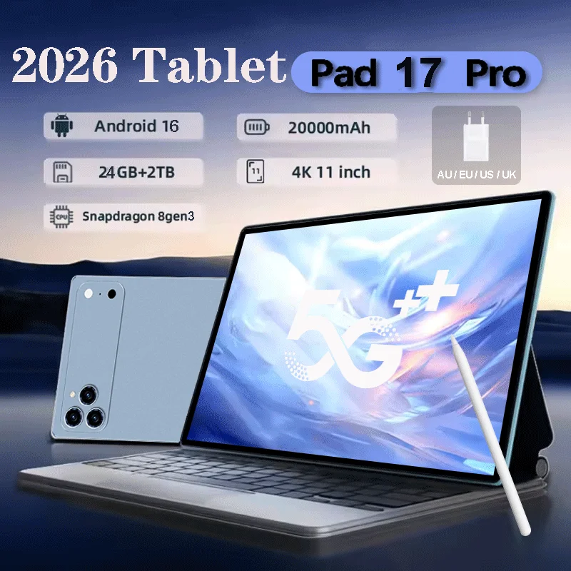 

Pad 17 Pro Max 11inch 20000mAh Android tablet 24GB+2TB Android 16 4K HD WIFI Phone Call Global Edition Original SIM Card Mini PC