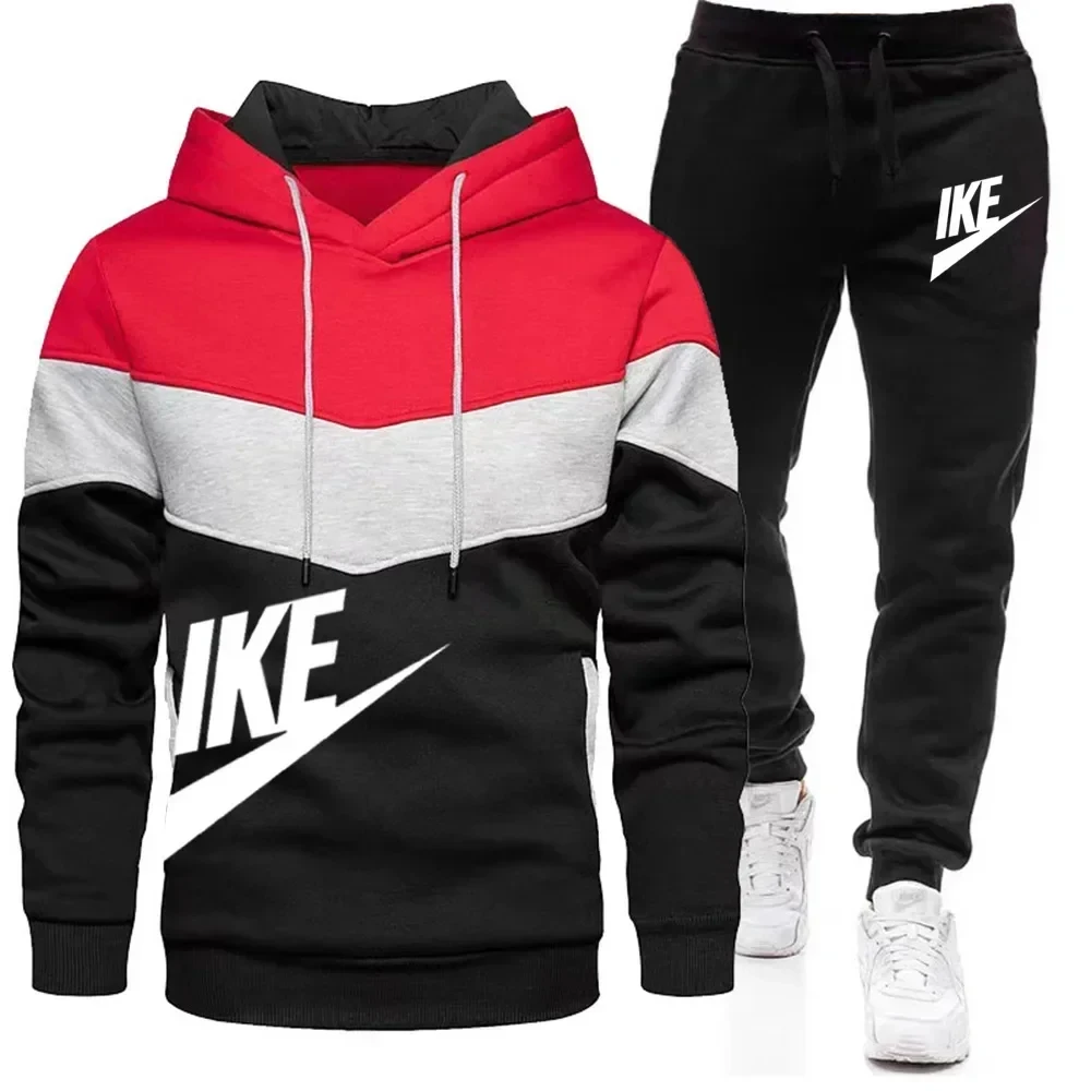 Herren Trainings anzug lässig Jogging anzug Outdoor-Set Reiß verschluss Hoodies + schwarze Jogging hose 2 stücke Frühling Mode neue Streetwear S-3XL