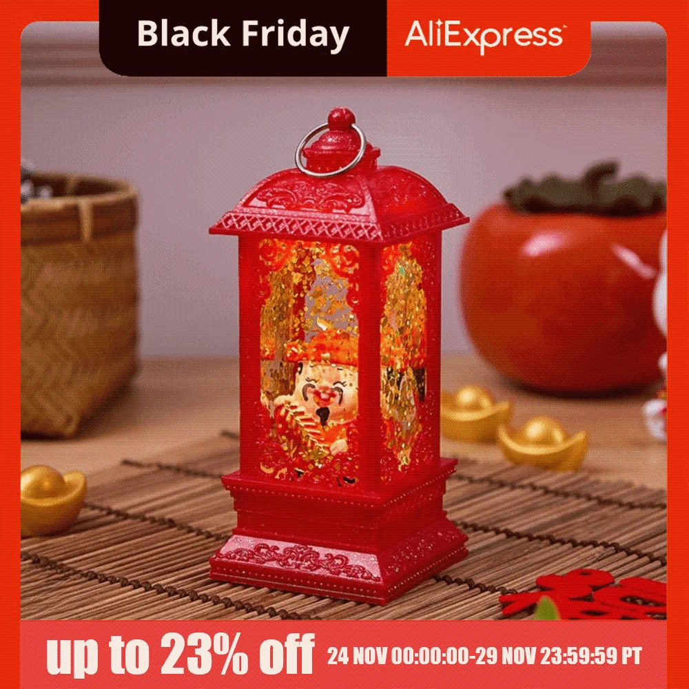 مصباح ليلي صغير للإله الثروة، زخرفة معلقة مضيئة، زينة السنة الجديدة، مصباح الرياح المحمول، مصباح جو سطح المكتب، غرفة النوم