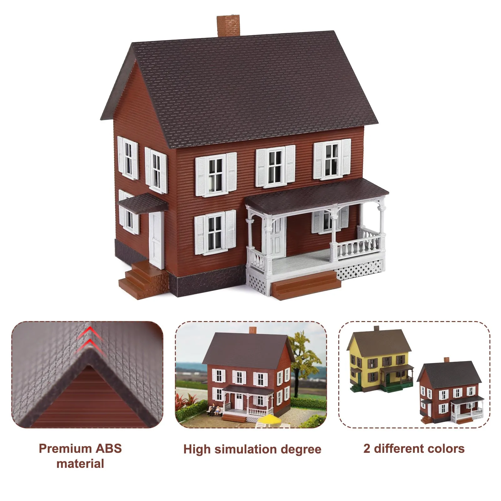 Evemodel HO Scale Village House with Porch Architectural Building Assembled Painted JZ8709