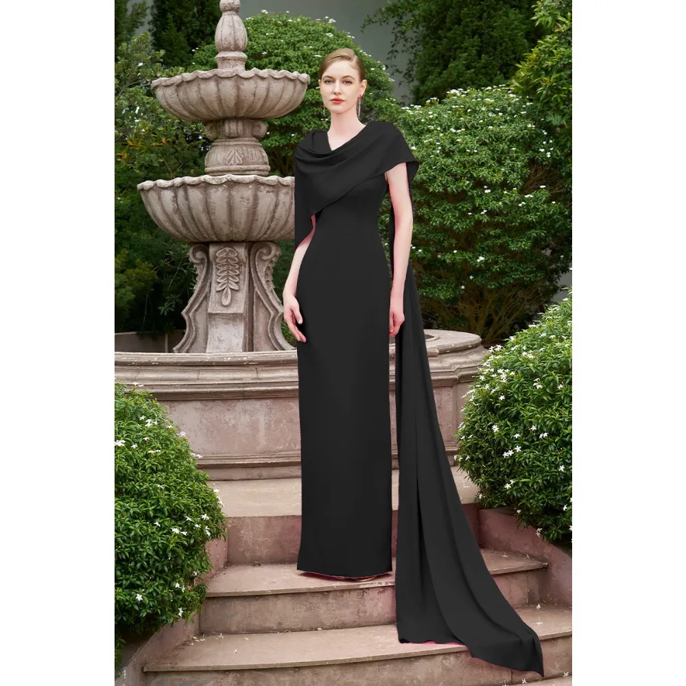 

Customized Classic Evening Dresses with Shawl Luxury Party Dress Black Long Elegant Modern Prom Cocktail Gowns for Women 2026