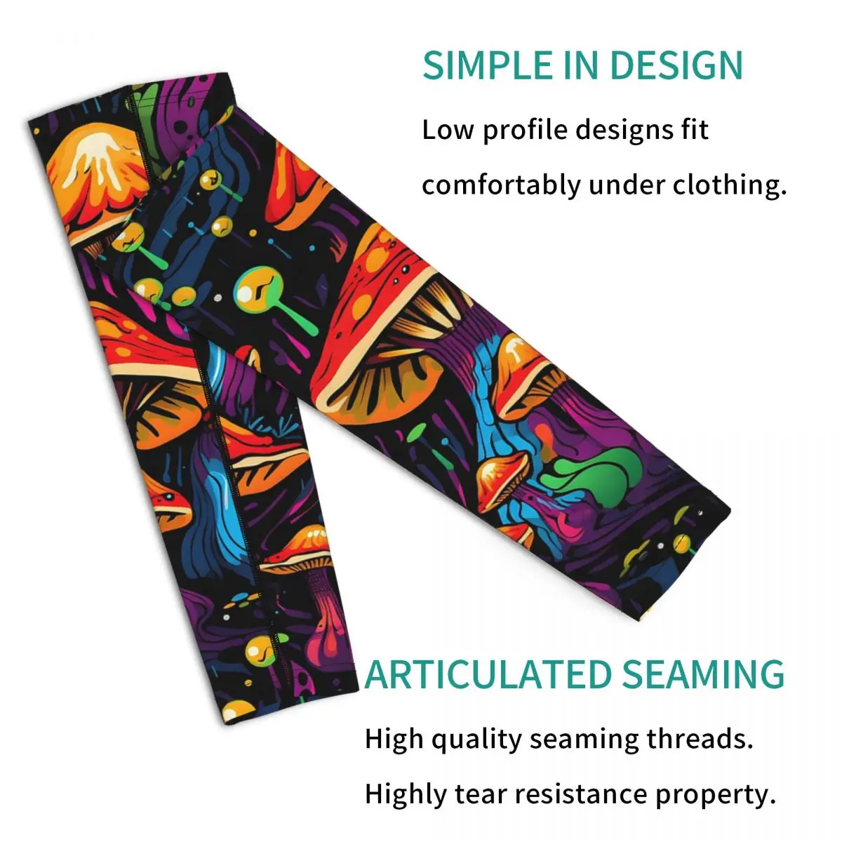 Acid Trippy Weird Psychedelic Wavy Mushroom Arm Sleeves Men Women Sun UV Protection Tattoo Cover Up Sports Cooling Cycling