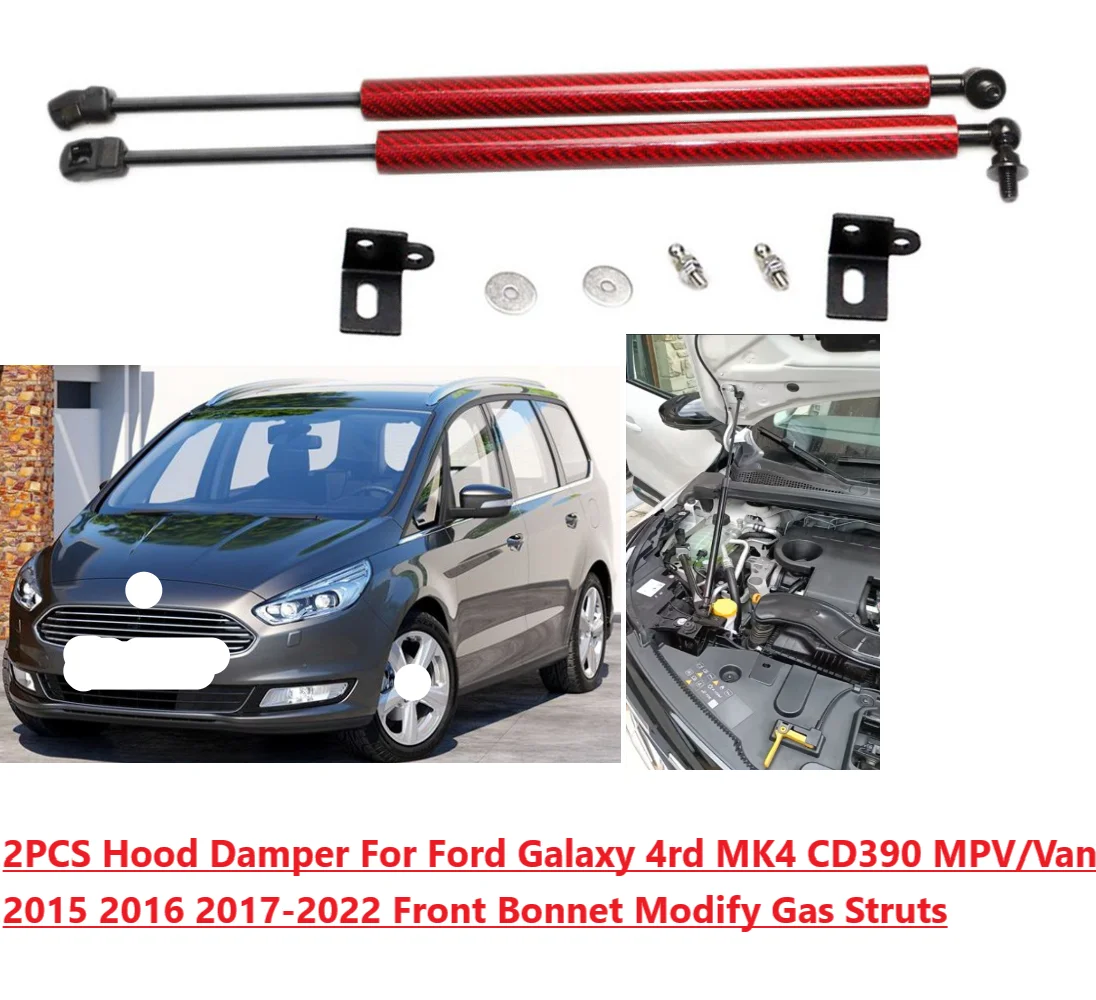 

2PCS Hood Damper For Ford Galaxy 4rd MK4 CD390 MPV/Van 2015 16-2022 Front Bonnet Modify Gas Struts Lift Support Shock Piston Rod