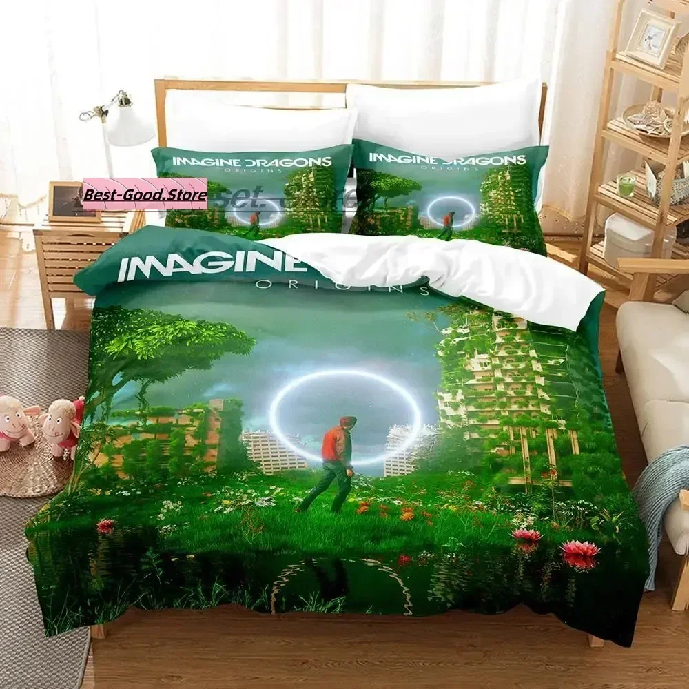 

Imagine Dragons 3D Anime Bed Sheet Set Printed Duvet Cover Pillowcase Bedding Set Linen Sheet Quilt Cover Full Queen King Size