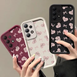 A55 Love Heart Bow Case For Samsung Galaxy A35 A33 A53 A73 A34 A54 A55 F13 F23 M13 M15 M54 M51 M34 M31 Silicone Soft Phone Cover