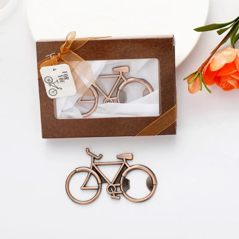 1PCS X Vintage Copper Bicycle Bottle Opener in Gift Box Best Wedding Souvenir Bike Wine Beer Openers Welcome Drop Shipping