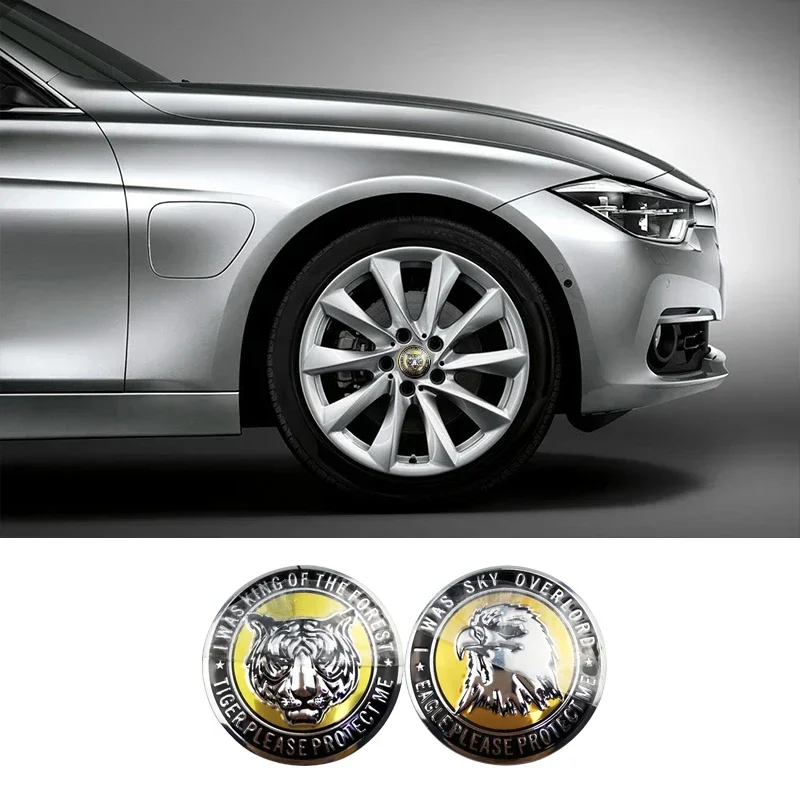 4PCS 56mm Tiger Eagle Logo Alloy Car Wheel Hub Center Stickers for Subaru Skoda Toyota VW Jaguar Haval Citroen Accessories