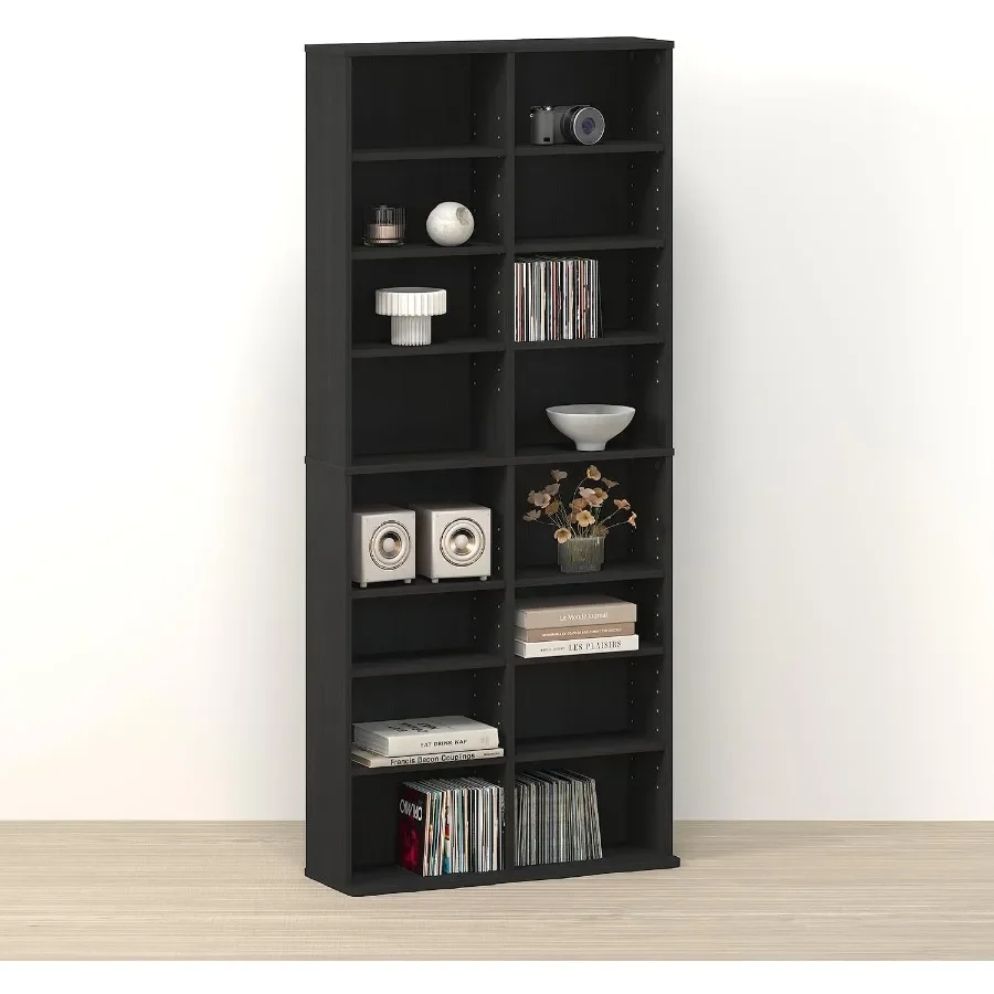 Toki DVD Storage, CD Rack, Media Shelf, Media Storage, with Adjustable Shelves, for Living Room