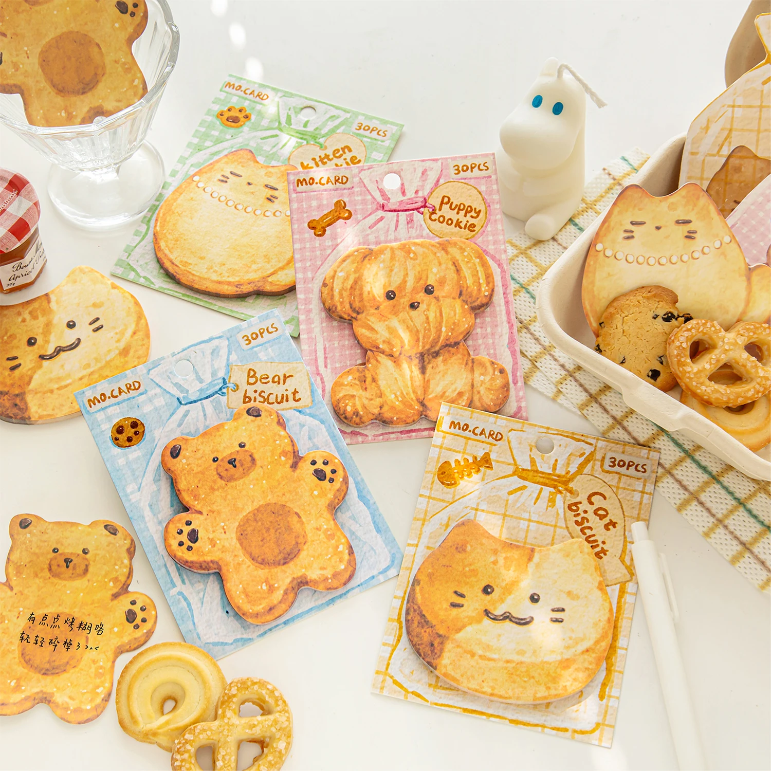 4 Style 30pcs Cute Animal Cookies Memo Sticker Message Paper DIY Handmade Materials Scrapbook Background Decoration