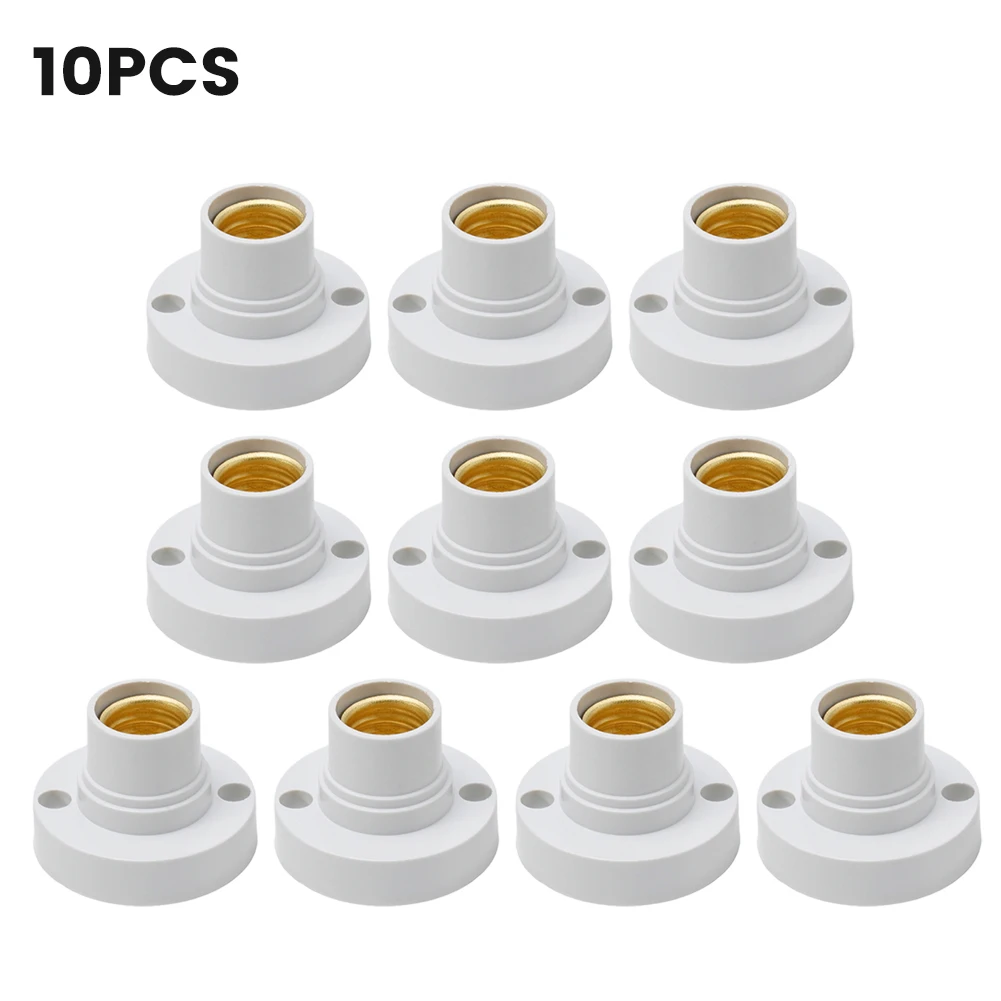 10Pcs E14 Light Bulb Holder Base Fitting Screw Cap LED Light Socket White Lamp Fixing Adapter Converter 100-230V