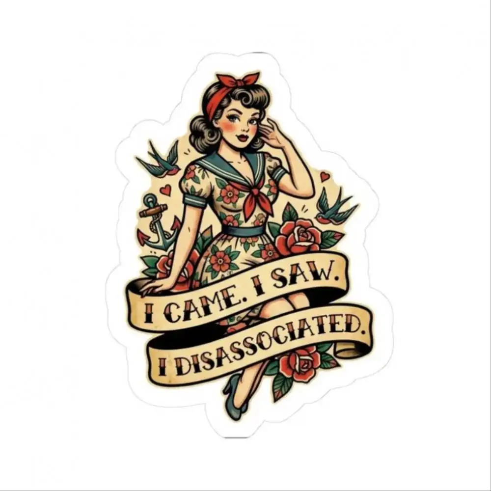 Pinup Sticker I I Saw I Disassociated Floral Tattoo Style Sticker Sticker For Waterproof Stickers For Decorating Car Windows Mot