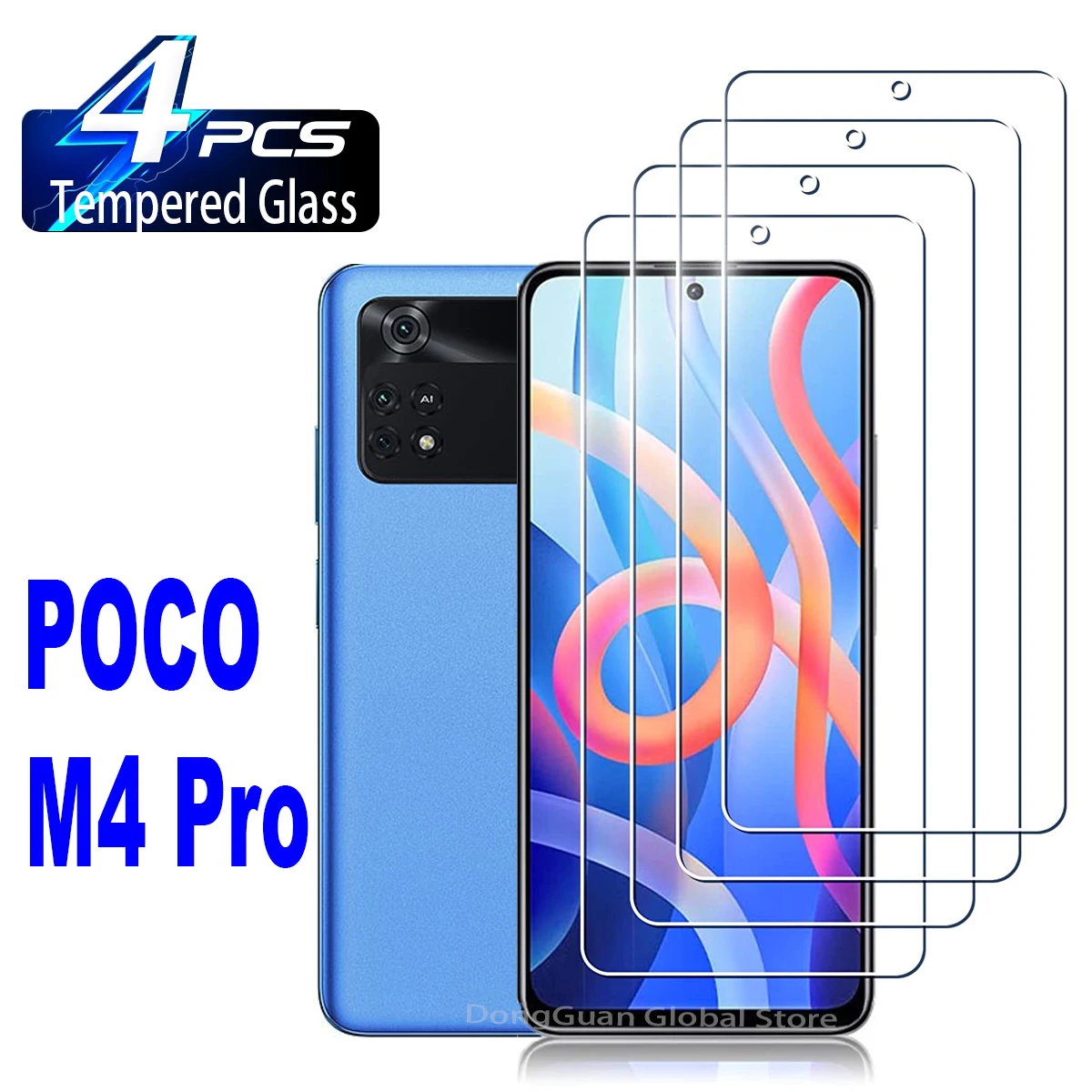 2/4Pcs Tempered Glass For Xiaomi Poco M4 Pro 5G 4G Screen Protector Glass Film