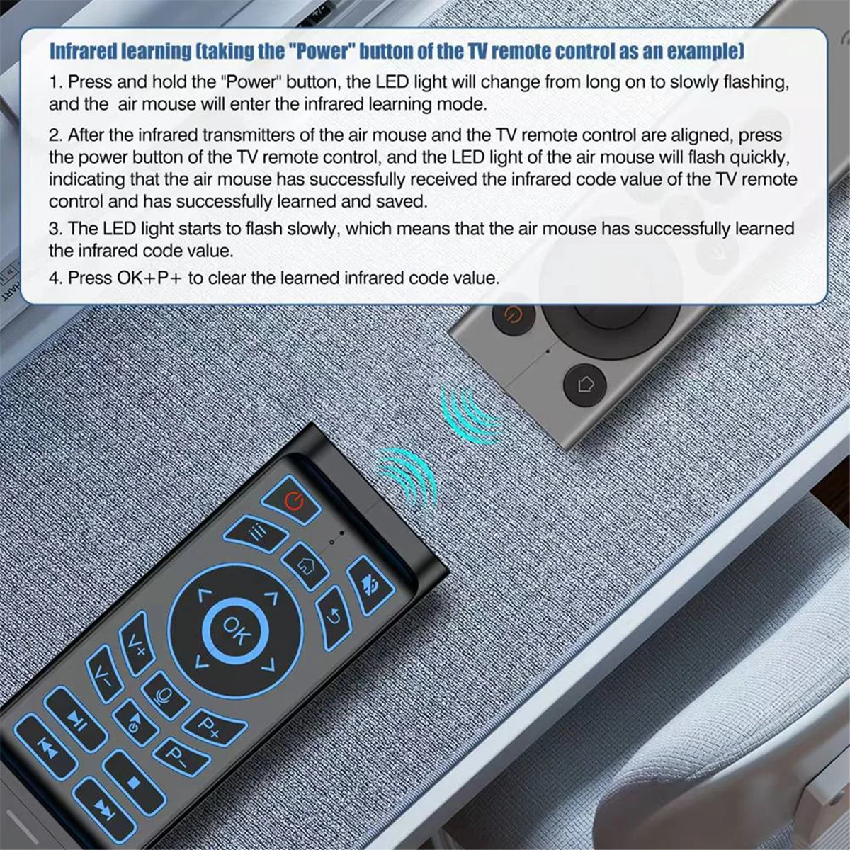 Telecomando Air Mouse Mini tastiera retroilluminata a 7 colori Dual Mode 2.4G Bluetooth Controllo wireless per Smart TV Box PC