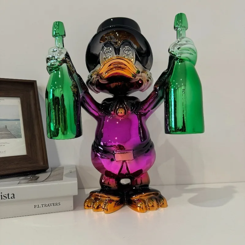 Disney anime figuras pato donald estátua resina modelo dos desenhos animados retro mickey mouse e donacdduck animal estatueta disney brinquedo para criança