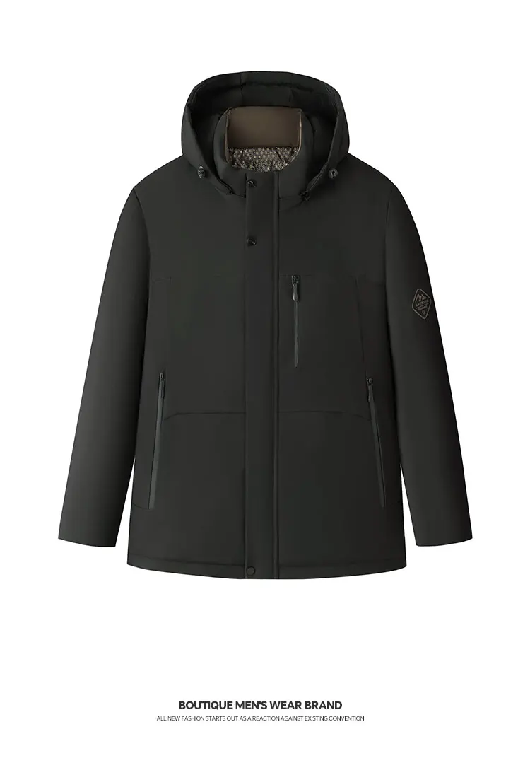 2026 Men's Winter Wool Blend Hooded Parka Thick Warm Windproof Casual Quilted Cotton Coat Heavyweight Outdoor Streetwear Vintage
