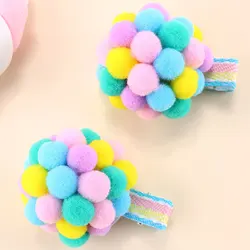 2Pcs Rainbow Balloon Hair Clips Sweet Baby Plush Hairpin Girls Handmade Side Clip Barrettes Fashion Hairgrips Hair Ornament