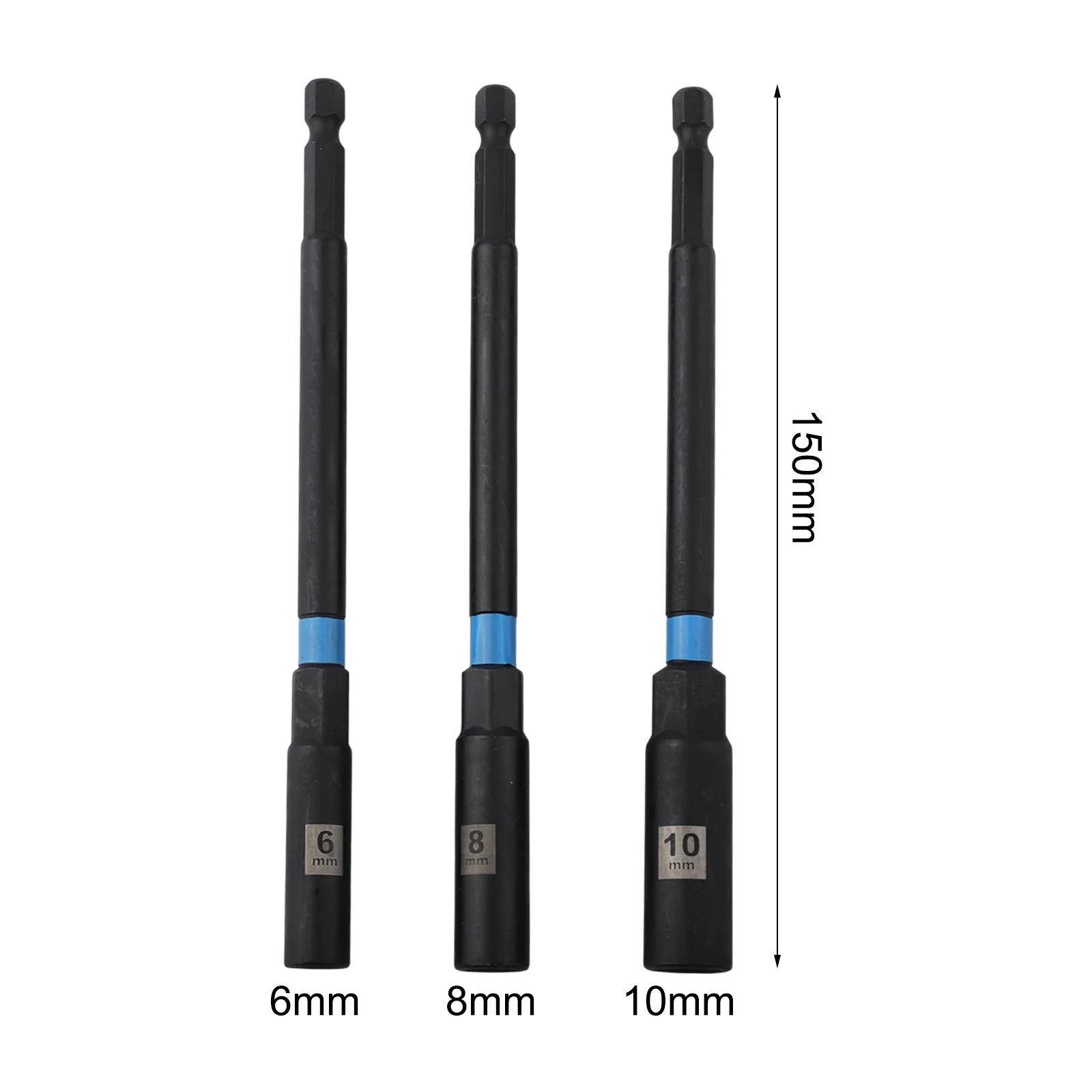 

150mm Hex Nut Driver Drill Bit Adapter Set 3PCS Socket Wrench Extensions for Automotive and Carpentry Projects
