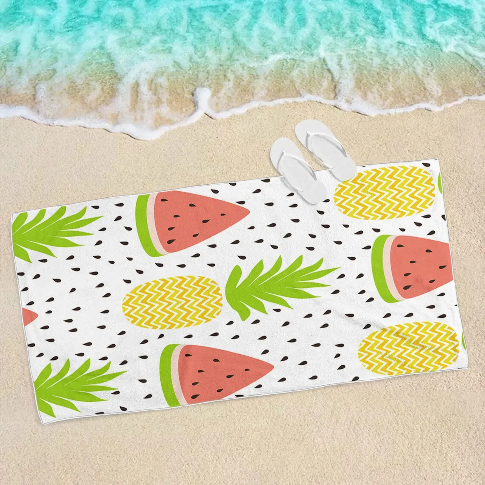 Fruit Print Beach Towel Water Absorbent Quick Drying Beach Towel Sun Shawl Yoga Swimming Running Quick Drying Towel